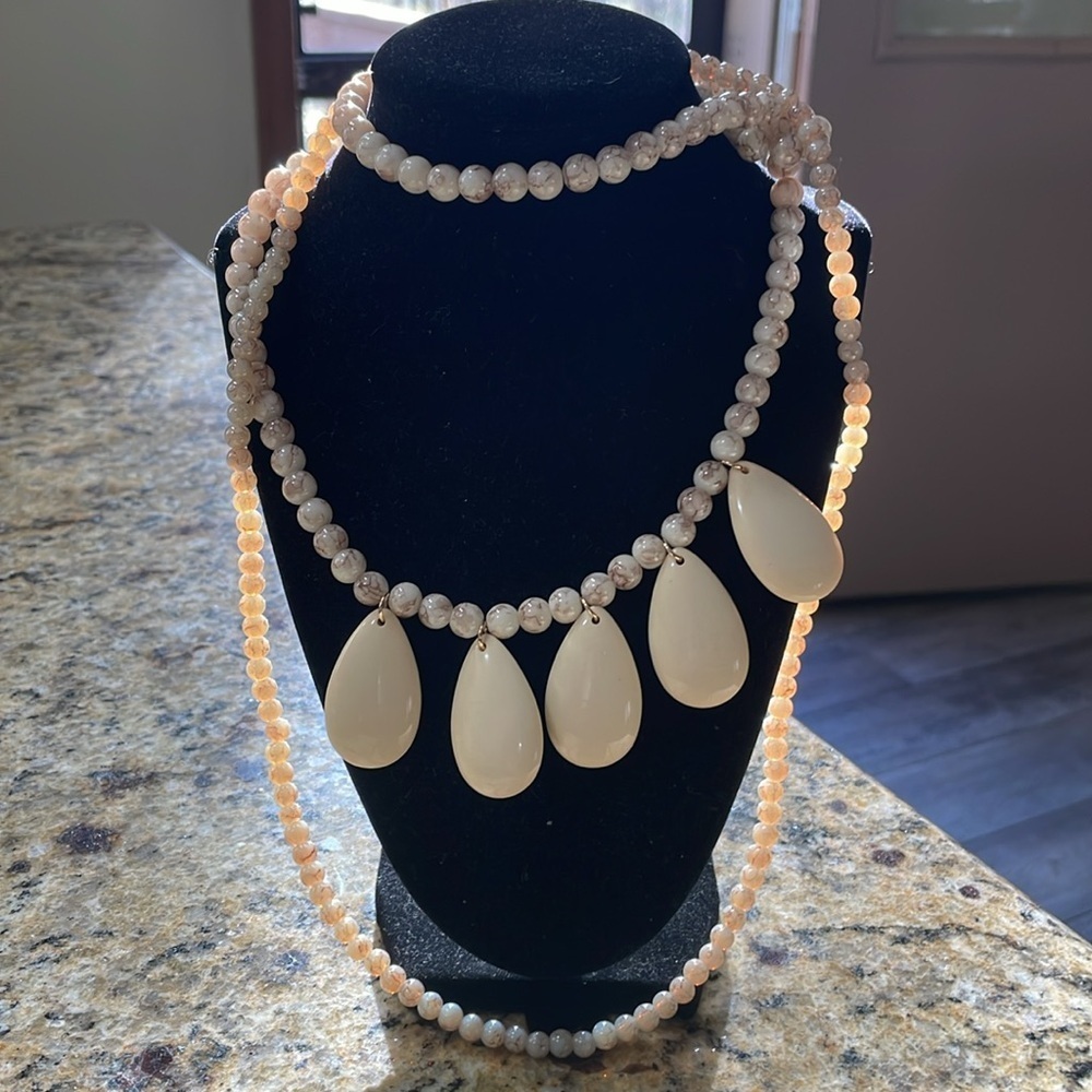 Zara Cream Beaded Necklace Set - Picture 8 of 14